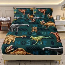 3D Dinosaur Fitted Sheet Twin Size, Cartoon Dinosaur Bedding Sets Bed Sheet