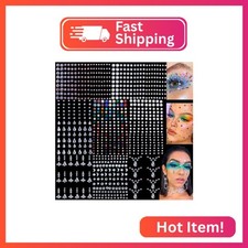 8 Sheets Face Gems Jewels for Makeup 20 Colors Rhinestones Hair Pearls Eye Gems