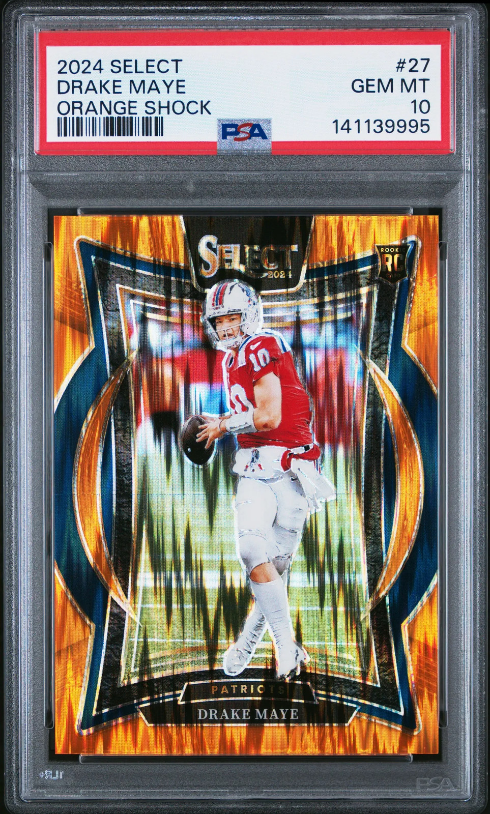 2024 Panini Select Drake Maye Orange Shock 473/499 Rookie #27 PSA 10 GEM MINT