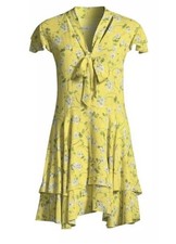 Alice + Olivia Moore Spring Primrose Lemon Floral Mini Dress Sz 6 Yellow Summer