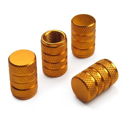 Pitlane Performance  Aluminum Valve Caps (Set of 4)   Tire Comfort, Gold