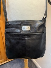LAKELAND ladies Small Black Real Leather Cross Body Handbag