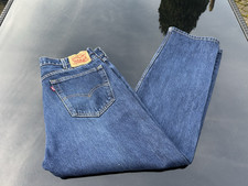 Levi 505 Jeans Waist Size 38in Inside Leg 30in In Denim Blue Cotton Straight Leg