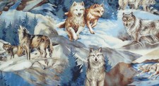 North American Wildlife Wolves Kaufman fabric