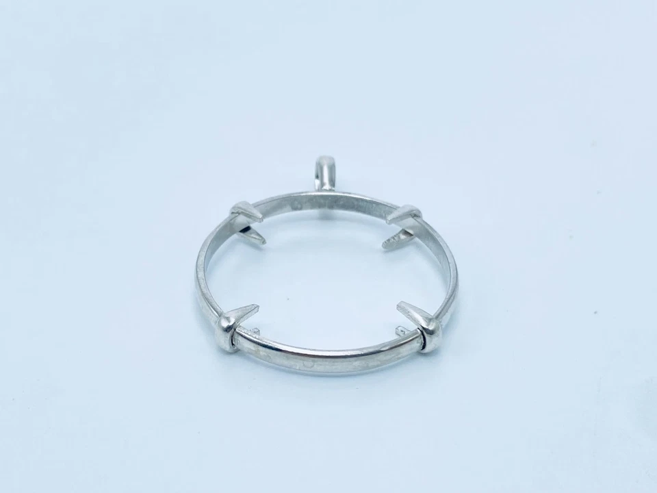 Ciondolo tondo in argento 925 con puntale lunetta vuota portamonete... - Immagine 4 di 4