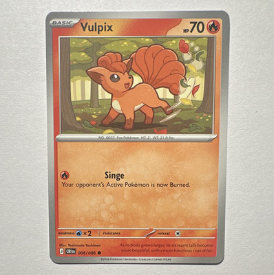 Pokémon Vulpix 70HP Regular CRI Basic 008/086 2026 English Pokémon TCG
