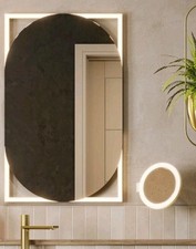 HIB Rubin LED Bathroom Mirror Black Frame Touch Control 800x500mm NEW Boxed