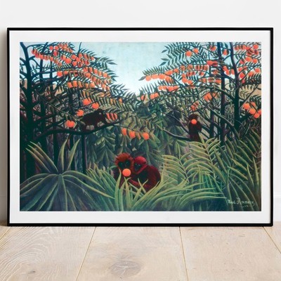 Kunstdruck Rousseau Die Tropen Affen Poster Wandbild Dschungel Kunst Bild