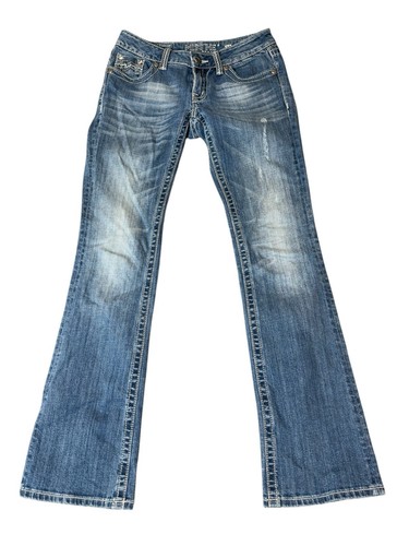 Stivaletto Miss Me Jeans taglio misura 28x32 strass bling ricamato stone wash Y2K - Foto 2 di 5