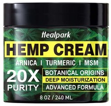 Hemp Cream 8 fl oz - Arnica,MSM, Turmeric, Emu Oil, Menthol, Aloe