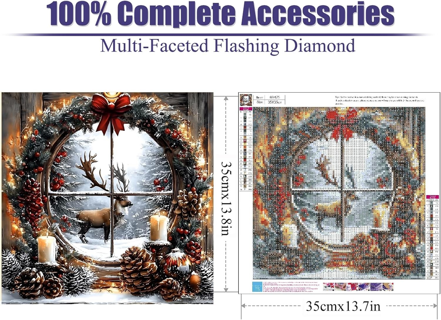 5D Diamond Painting Kits for Adults, Christmas Elk Diamond Art Kits for Adults B