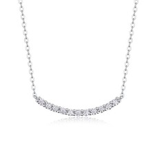 Smile Curved Bar Moissanite Necklace 925 Sterling Silver Stackable Pendant GRA