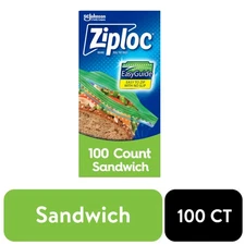 Ziploc Sandwich Bags, School Supplies, with EasyGuide 100 Count