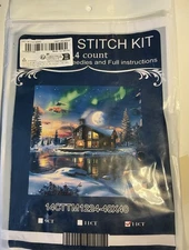 Cross Stitch Kit Cabin Winter Scene 40x40 New Old Stock A1129