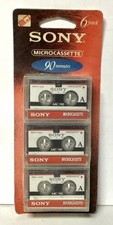 Sony Microcassette Tapes 90 Minutes 6-Pack MC-90 Six Sealed New Old Stock NOS