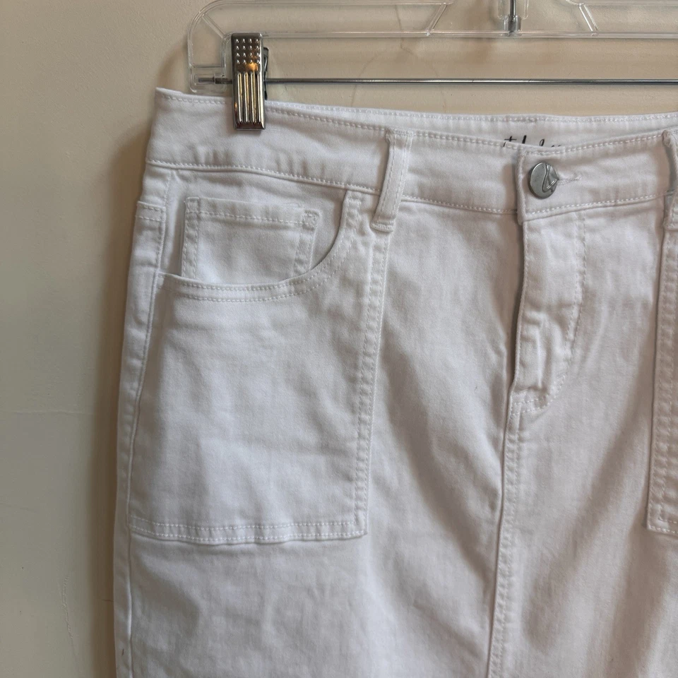 Style and Company 白色牛仔及膝休闲女式 10 码工装袋 — 第 3/4 张图片