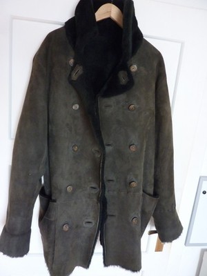 Edler Damen Mantel Leder Lammfell Pelz Fell Mare Bianca Dunkelgrün Gr. 44 46