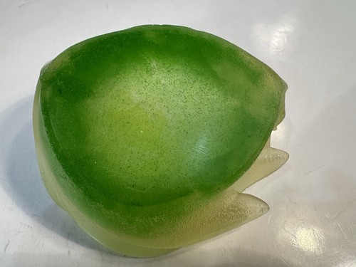 Daum Green Yellow Pate De Verre Daffodil Orchid Flower Bowl Dish Vide Poche - Picture 8 of 9