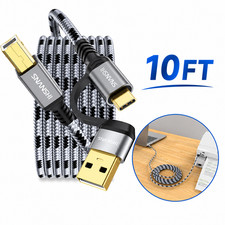10FT USB B to USB C Printer Cable Type C Cord for Digital Piano MIDI