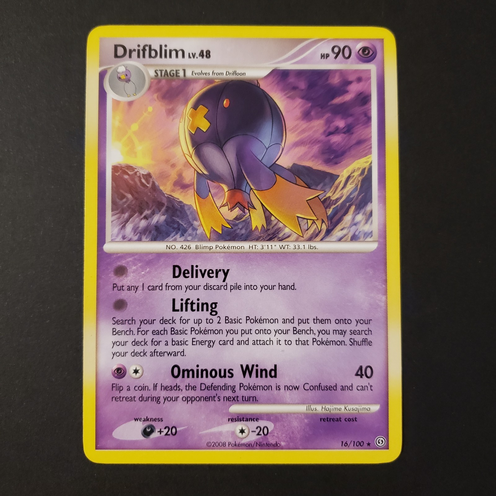 Drifblim 16/100 Pokémon Card 2008 Pokemon NM Near Mint