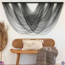 Stunning Black Macrame Wall Hanging - 59" W x 31" L Large Boho Yarn Tapestry