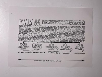 Family Roger Chapman 1971 Pete Frame Rock Family Tree Twig Fotoarchiv