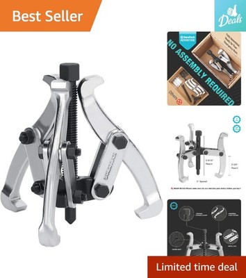 Versatile 3-Jaw Gear Puller - Chrome-Plated Removal Tool for Tight Spaces
