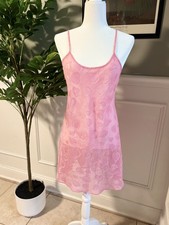Victoria Secret VTG Rare Pink Heart Nighty Lingerie Slip Baby Doll Sheer Y2K 90s