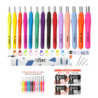 HäKelnadel Set 14 StüCk Bunte Ergonomische Soft Gummi Comfort Grip