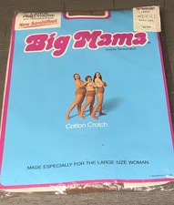 1983 NOS LARGE BIG MAMA PANTYHOSE SUNTAN 165-230lbs SANDALFOOT COTTON CROTCH