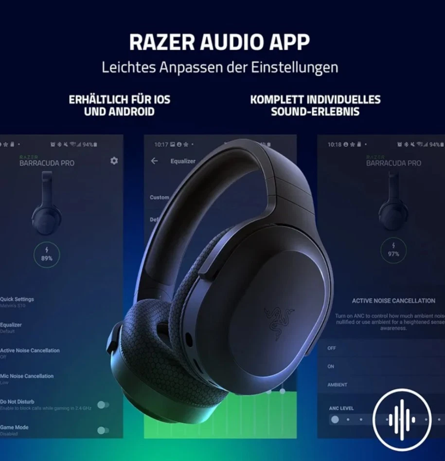 Razer Barracuda X Gaming-Kopfhörer Schwarz – 2,4 GHz, Bluetooth 5.2, 3,5- - Bild 4 von 4