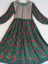 Women Afghani Floral Long Sleeve Dress