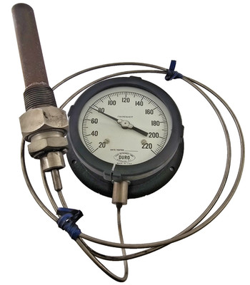 Duro Thermometer 857-100-3052-0 20-220°F 4'' Face w/ 2' Probe
