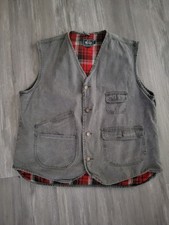 Vtg Woolrich USA Made Chore Hunting Vest Denium Flannel Thermolite Plaid G2U