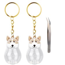2pcs Dog Hair Storage Keychain, Transparent Dog Hair Bottle Charm with Fur