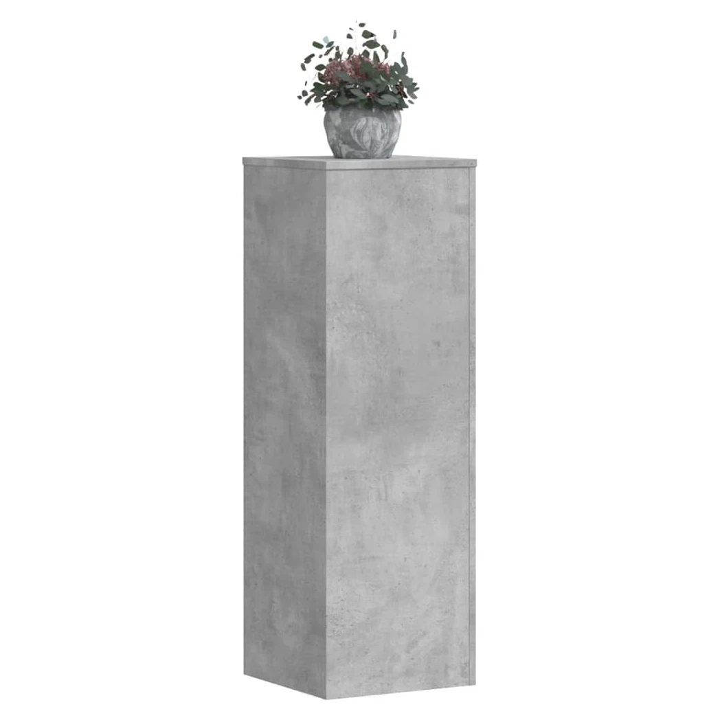 Plant Stand 2pcs Concrete Grey Engineered Wood 33x33x100cm Black Oak Tiered Set