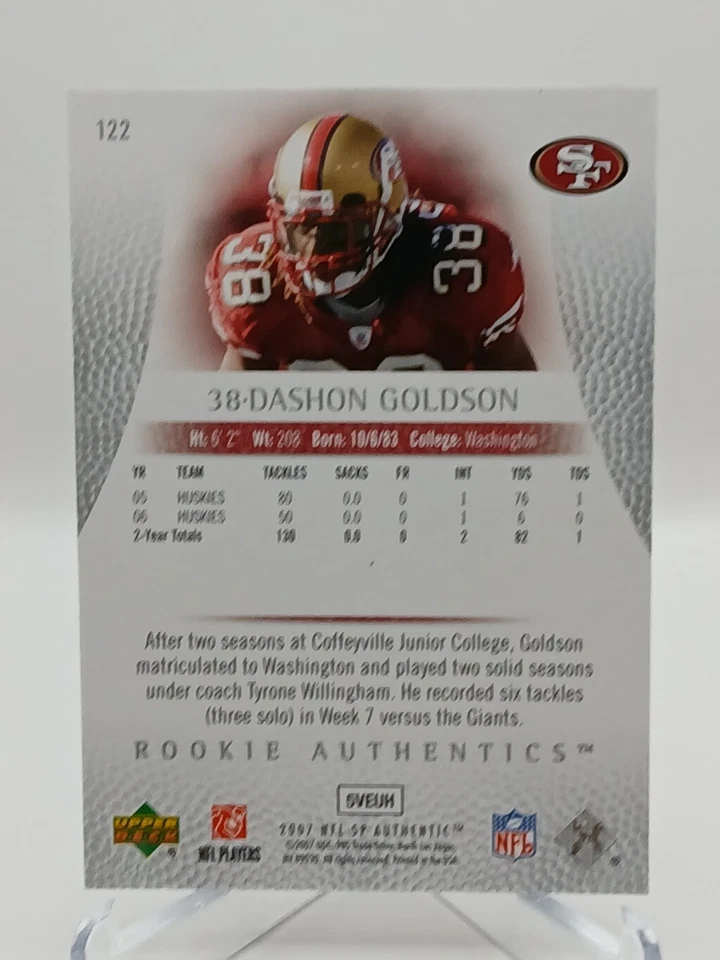 2007 SP Authentic #122 Dashon Goldson Rookie Authentics /1399 49ers - Image 2 of 2