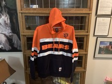 Chicago Bears NFL TEAM APPAREL Orange PATCHED w SPELL OUT Hoodie SZ L - Cool