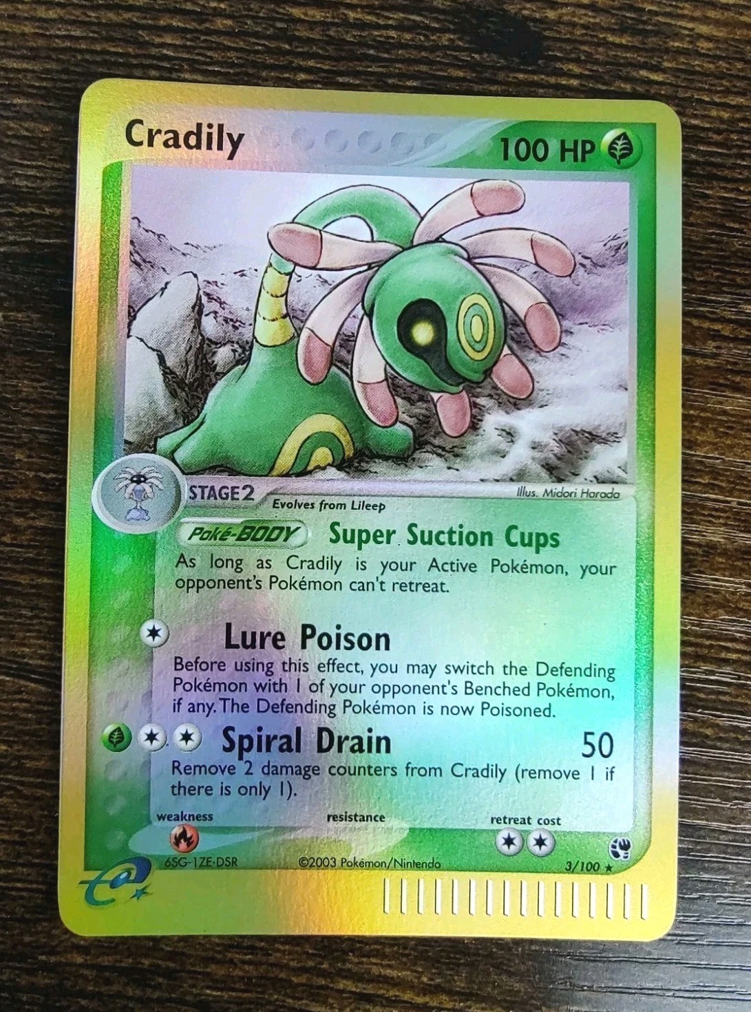 Pokemon Cradily 3/100 EX Sandstorm Reverse Holo Rare MINT