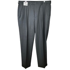 Roundtree  Yorke Charcoal Pleated Non Iron Pants Men 40x32 Expandable Waist New