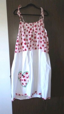 Plus Size 3X Cotton Strawberry Print Fabric  Spaghett Strap Sun Dress