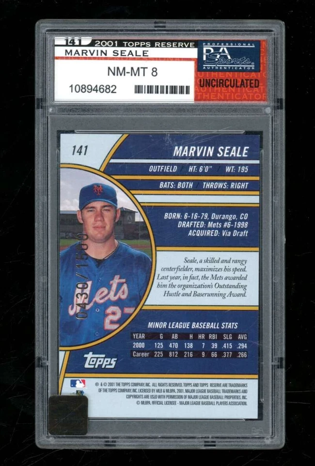 2001 Topps Reserve Marvin Seale RC Auto /1500 Uncirculated PSA 8 UX6213 - Image 2 of 2