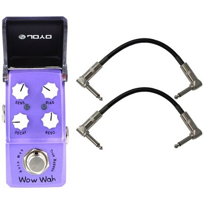 Joyo JF-322 Wow Wah (Auto wah) True Bypass Mini Pedal w/ 2 Patch Cables