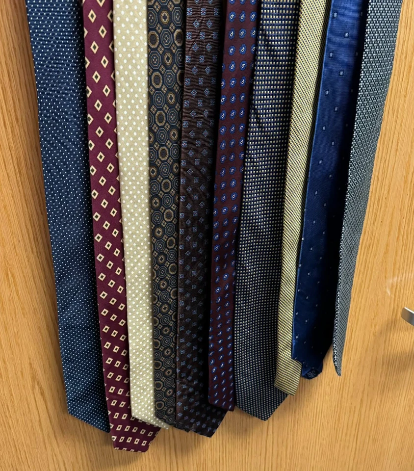 Lote de 10 corbatas Brooks Brothers 100 % seda - estilos geométricos y sólidos, hechas en EE. UU. Foto 4 de 4