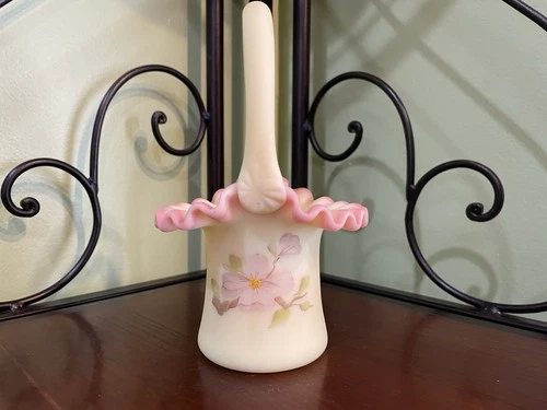 Fenton Bisque Basket Yellow And Pink Ribbed…Take A Look!!  Very Unique Colors!