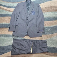 Daniel Cremieux Collection Mens Gray 100% Wool Loro Piana Suit 44L Top 38 Pants