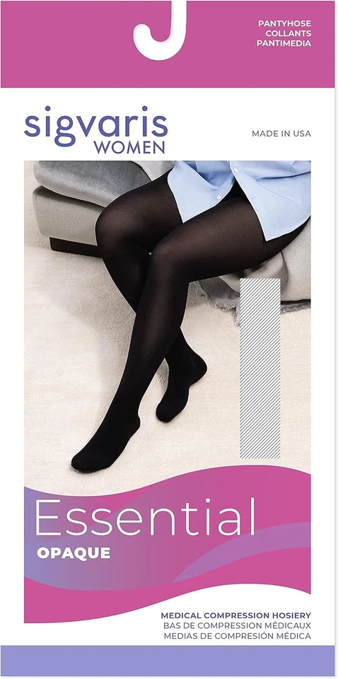 SIGVARIS Essential Opaque 860 Pantyhose Plus 20-30 Black Medium Short - Image 3 of 3
