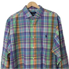 Polo Ralph Lauren Shirt Mens XL Button Down Long Sleeve Purple Plaid