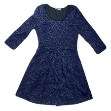 Navy Blue Floral Lace Fit And Flare Dress Juniors Sz Medium Whimsigoth Twee