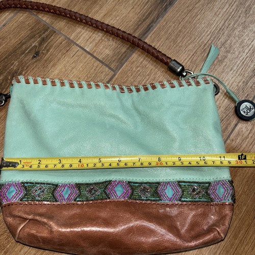 The Sak Boho Leder Perlen geflochten Henkel mint braun lila mittel Handtasche - Bild 9 von 11
